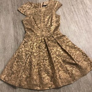 French Connection Gold Brocade Dress